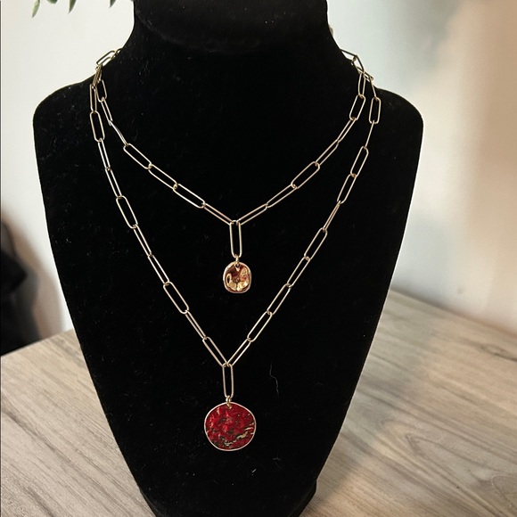 Jewelry - Gold Layered Necklace with Gold Pendants NEW